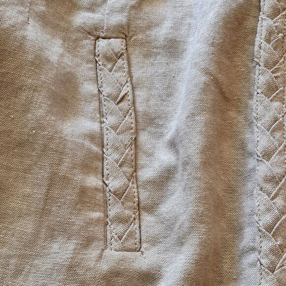 Jason Wu Women's Wide Leg Pants Linen Beige Braid Detail Slash Pocket Size 10 - Picture 7 of 11